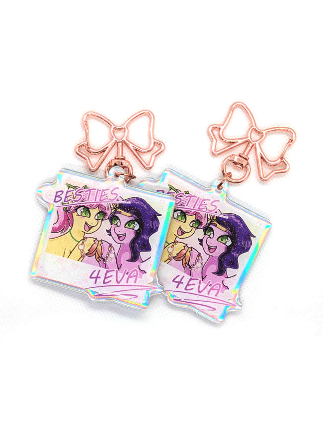2'5" Besties 4Eva Glitter Holographic Epoxy Keychain