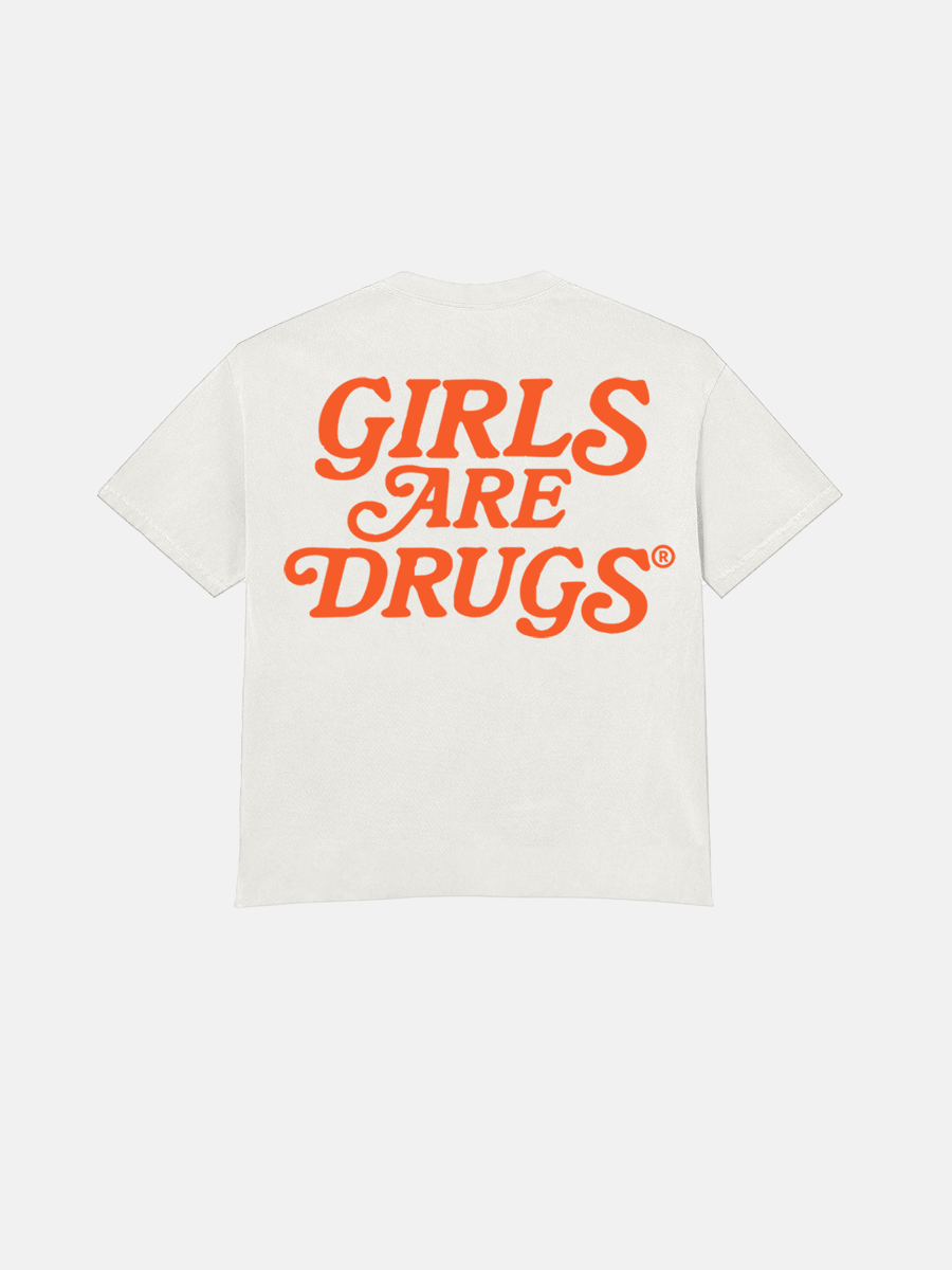 Image of GIRLS ARE DRUGS® TEE - WHITE / ORANGE
