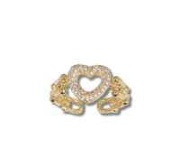 Golden Heart Charm Adjustable Ring 