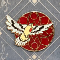 Image 1 of Bleeding Heart Dove Stained Glass Enamel Pin