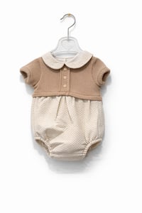 beige boys romper