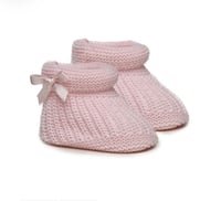 Image 3 of Side bow knitted booties 