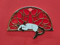 Image 2 of Siamese Cat Cathedral Enamel Pin 