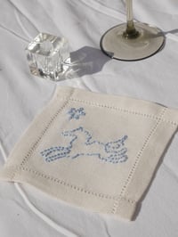 Image 2 of Flying Horse Hand Embroidered Hemstitch Cocktail Napkin