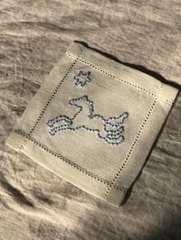 Image 3 of Flying Horse Hand Embroidered Hemstitch Cocktail Napkin
