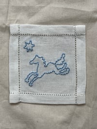Image 5 of Flying Horse Hand Embroidered Hemstitch Cocktail Napkin