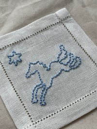 Image 4 of Flying Horse Hand Embroidered Hemstitch Cocktail Napkin