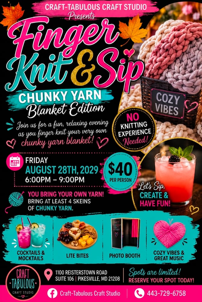 Image of Knit & Sip chunky yarn blanket Edition 