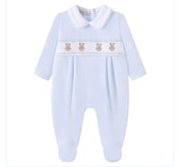 Image 1 of Bear velour sleepsuit