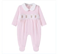 Image 2 of Bear velour sleepsuit