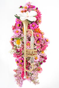 Image 2 of White Framed 12x18 Archival Print of Trumpet Bouquet