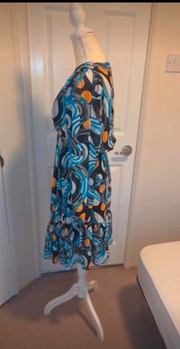 Image 3 of Lovy Pop Blue Abstract Print Long Sleeve Mini Dress – Size 14