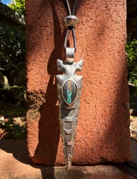 Image 3 of WL&A Handmade Sterling Silver Black Jack Arrowhead Pendant - Sz 3.75" - Silver Mercury Dime Pearl