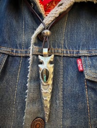 Image 2 of WL&A Handmade Sterling Silver Black Jack Arrowhead Pendant - Sz 3.75" - Silver Mercury Dime Pearl