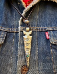 Image 2 of WL&A Handmade Sterling Silver Royston Arrowhead Pendant - Sz 3.75" - Silver Mercury Dime Pearl