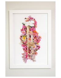 Image 1 of White Framed 12x18 Archival Print of Trumpet Bouquet