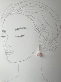 Image 5 of Rose Quartz Hoop Drop Gemstone Earrings, 14k Gold-Filled