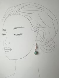 Image 5 of Amazonite and Opal Hoop Drop Gemstone Earrings, 14k Gold-Filled