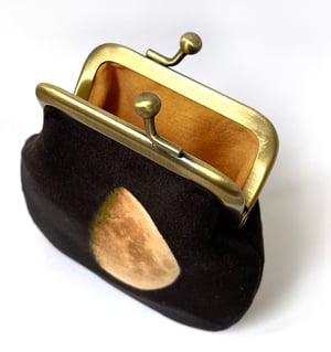 Image of Moon, velvet kisslock coin purse with silk plant-dyed lining