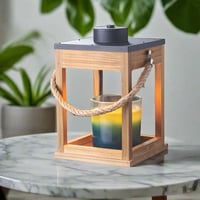 Image 2 of Wood and Rope Candle Warmer Lantern
