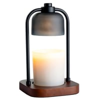 Image 1 of Black and Timber Pendant Candle Warmer Lantern