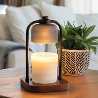Image 2 of Black and Timber Pendant Candle Warmer Lantern