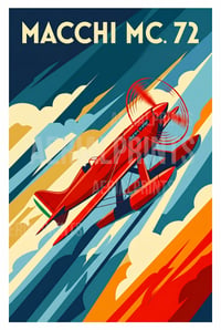 Image 3 of Stampa Fine Art ispirata al Macchi MC-72 dei record - Art Déco inspired aviation prints
