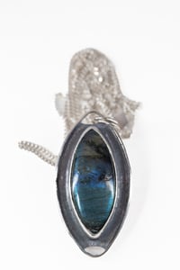 Image 2 of Blue Labradorite Marquise Pendant | Handmade Sterling Silver