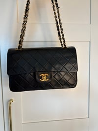Image 1 of Chanel Classic Flap Bag Black Lambskin Leather 23cm