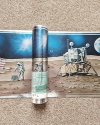 Authentic vintage wallpaper: 1990s Vintage Childrens Wallpaper Borders - Apollo Mission Moon Foil Astronaut - (Set of 2 Rolls) – main image