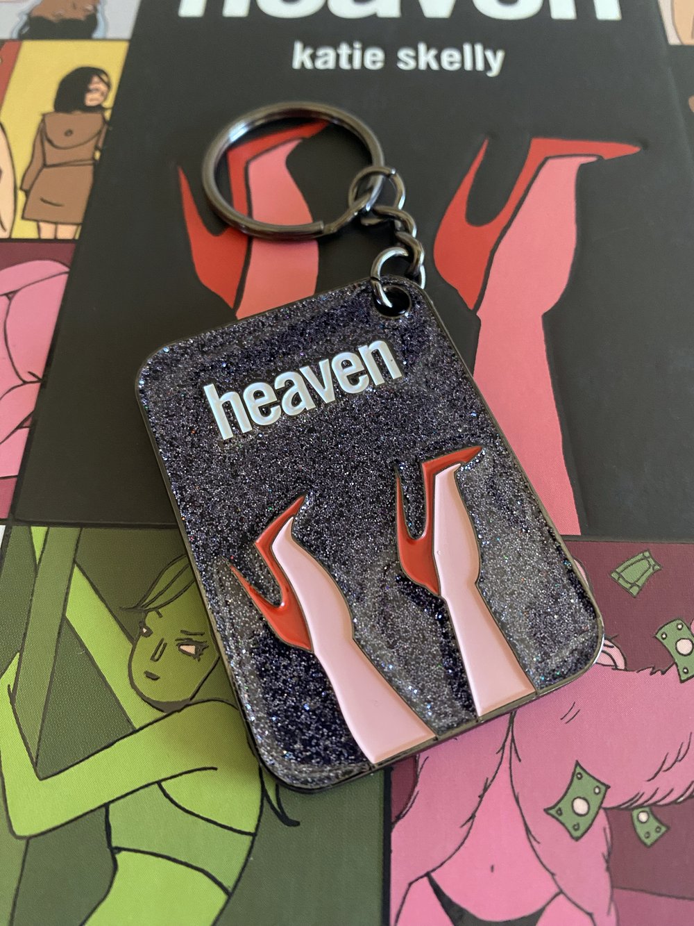 HEAVEN Glitter Enamel Keychain