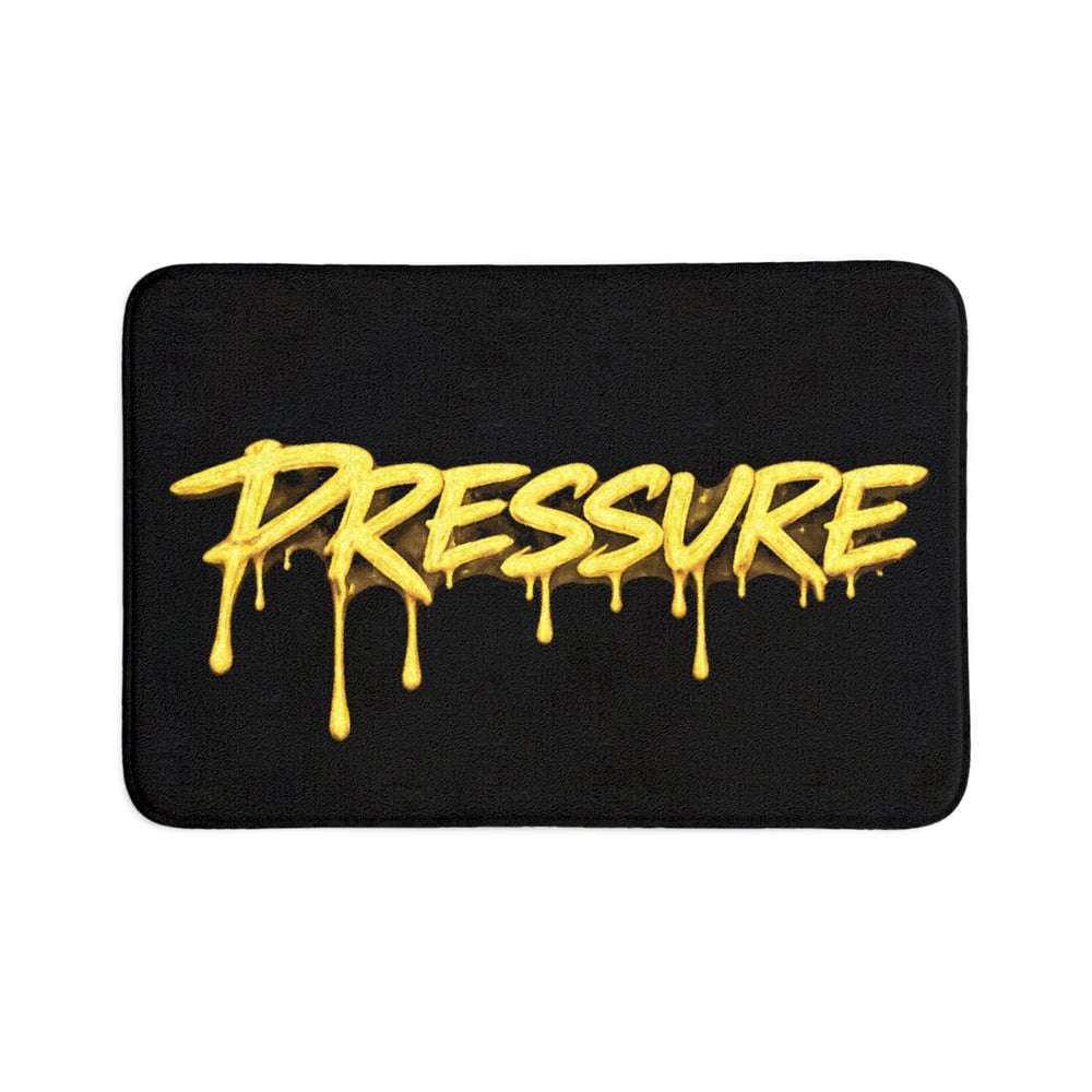 Image of Pressure Graffiti Bath Mat Set — 3-Piece Black & Yellow Bathroom Rug Set