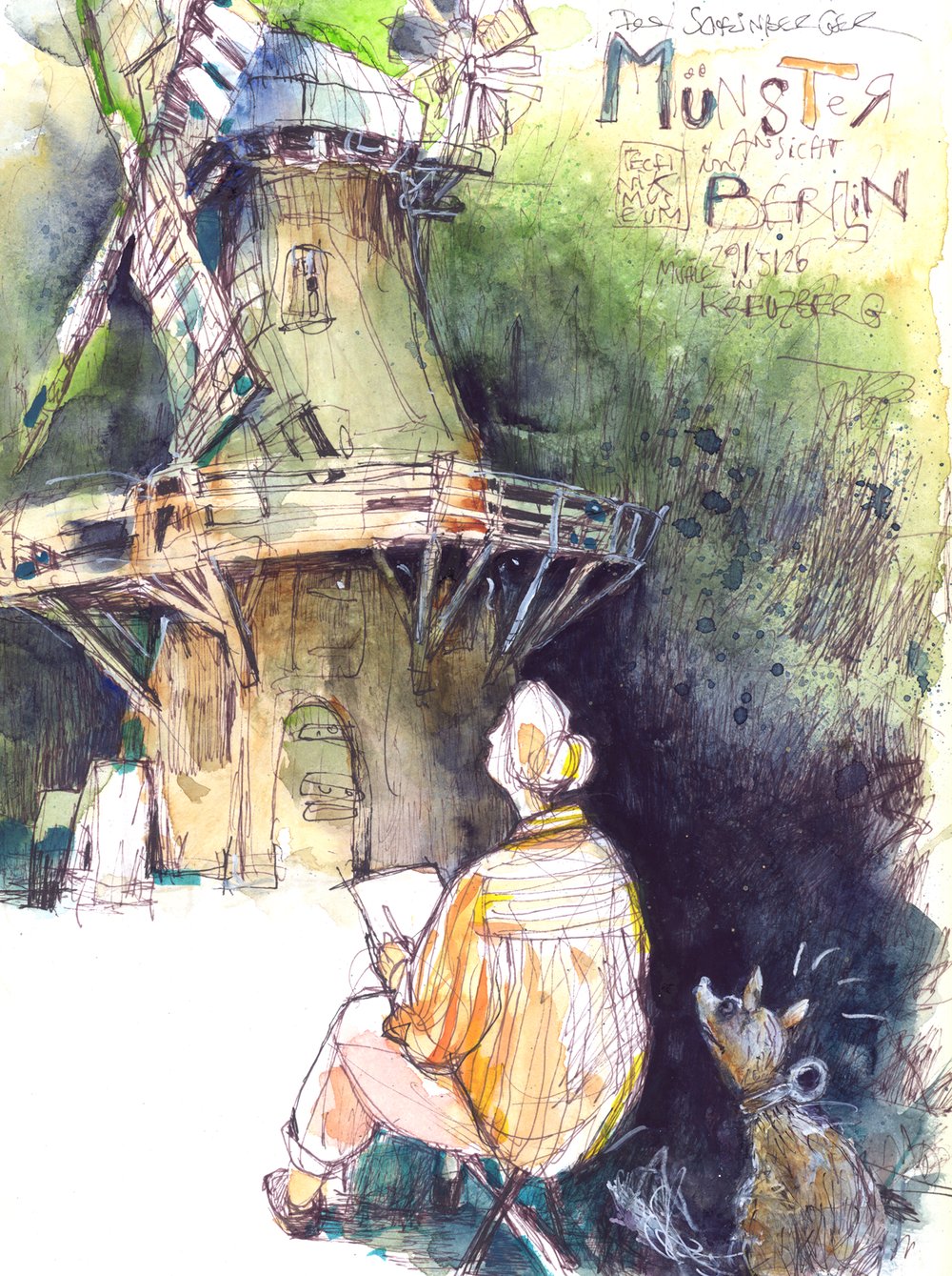 Image of Malerin vor Windmühle