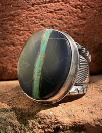 Image 3 of WL&A Handmade Heavy Ingot High Grade Natural Black Jack Ribbon Sunrise Ring - Size 11 