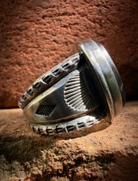 Image 5 of WL&A Handmade Heavy Ingot High Grade Natural Black Jack Ribbon Sunrise Ring - Size 11 