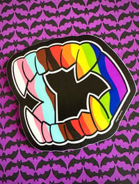 Image 1 of Pride Flag Vampire Fangs Sticker 