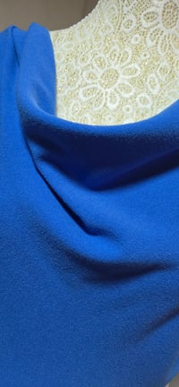 Image 3 of Closet Royal Blue Cowl Neck Pencil Dress with Contrast Waist Tie – Size 16