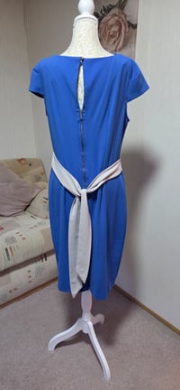 Image 6 of Closet Royal Blue Cowl Neck Pencil Dress with Contrast Waist Tie – Size 16