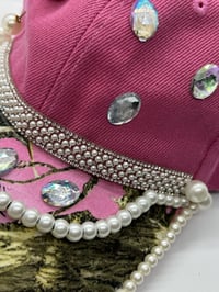 Image 3 of Pink Camo and Pearl Bling Cap