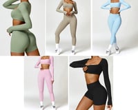 Image 2 of Long Sleeve Top with Leggings & Shorts Set