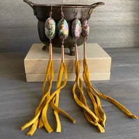Image 1 of Abalone, buckskin and copper earrings - Big Auntie earrings