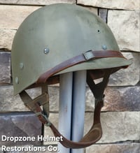 Image 17 of WWII M2 101st Airborne 506th Helmet D-bale Front Seam Westinghouse Paratrooper. Captain. Net & Scrim