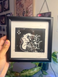 Image 1 of 5x5" Linocut Framed Rat Print