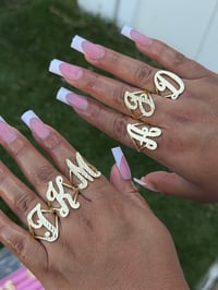 Image 2 of Cursive Initial Ring Adjustable