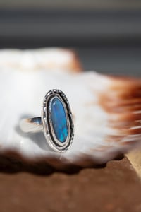 Image 2 of Australian Lightning Ridge Opal Ring - Size P/ US 7.5