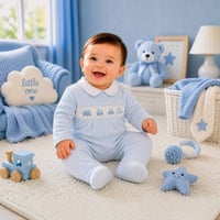 Boys velour transport sleepsuit