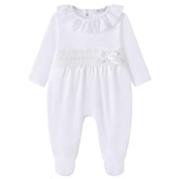 Image 1 of White lace bow sleepsuit
