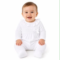 Image 2 of White lace bow sleepsuit