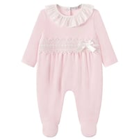 Image 1 of Pink lace bow sleepsuit