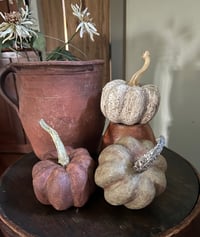 Image 1 of Set of 3  Paper Mache Pumpkins 